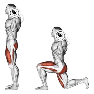 affondi con bilanciere - esercizio per gambe e glutei