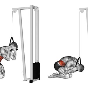 crunch in ginoccho al cavo alto - esercizio per addominali